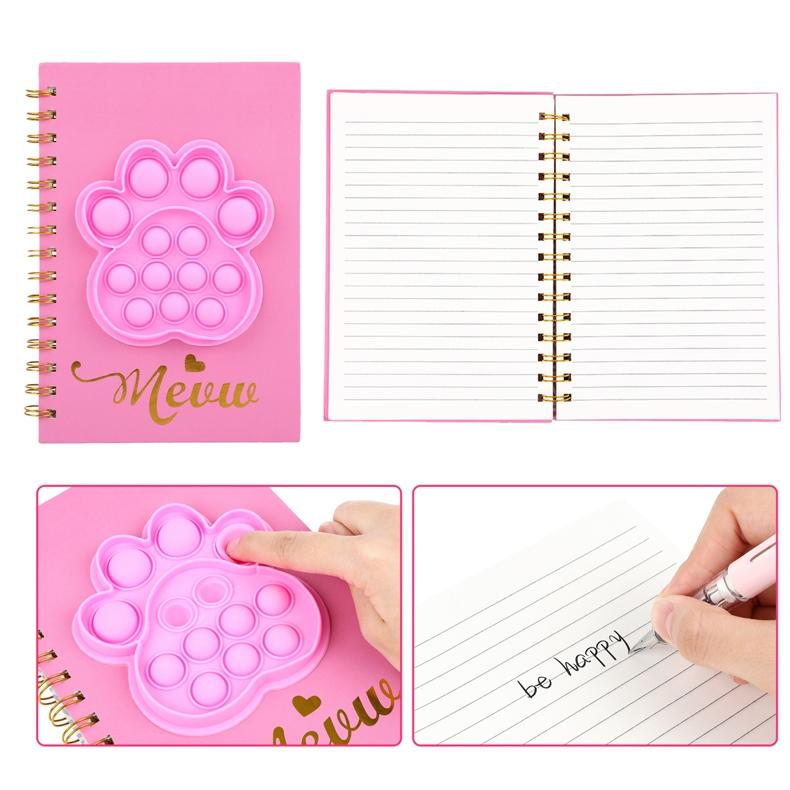 Caderno de exercícios A5 com 80 páginas e capa Pop It antiestresse da Vapto